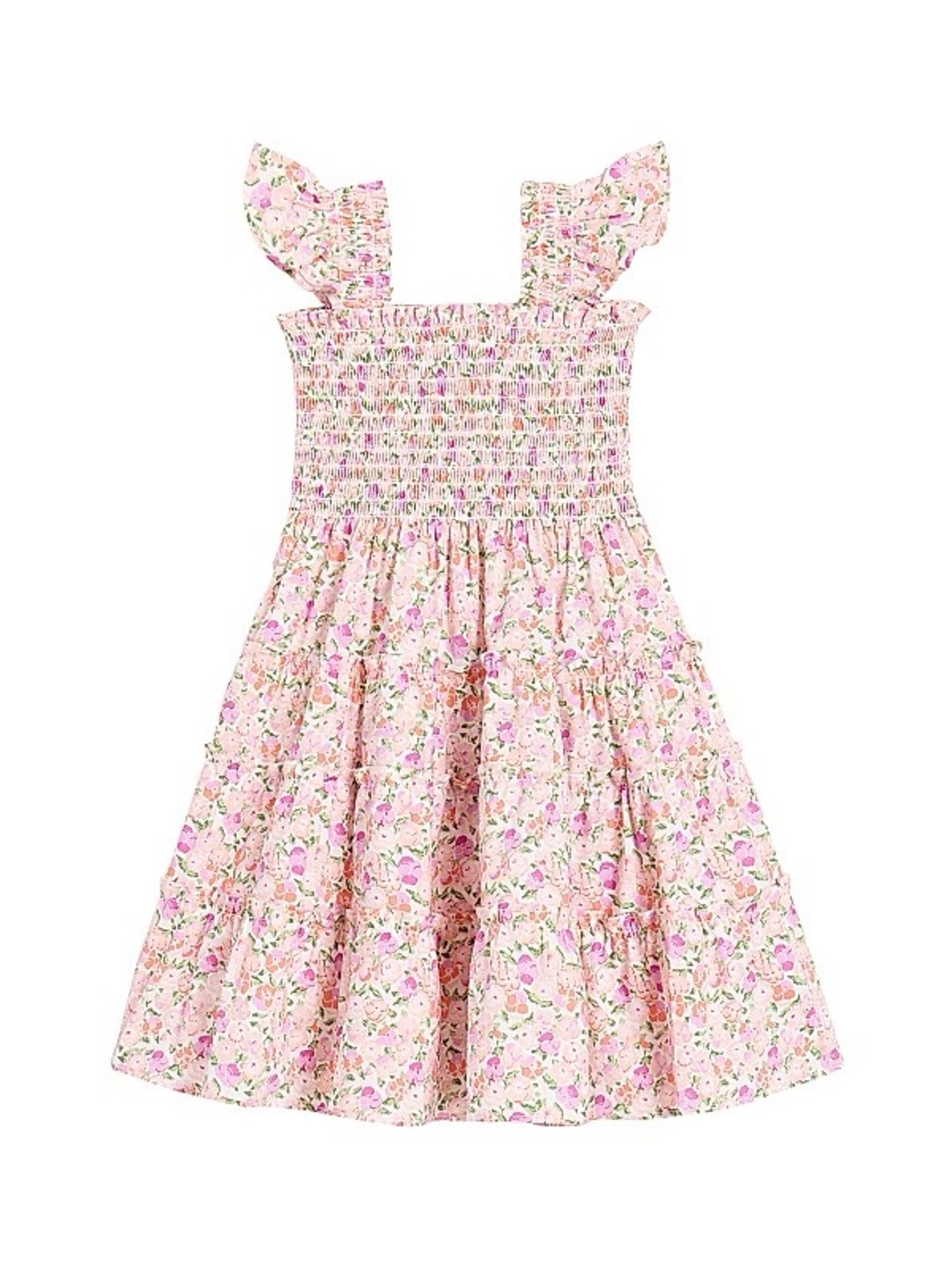 Hill House Tiny Ellie Nap Girls Dress Pink Pansy floral print smocked 5T 6T